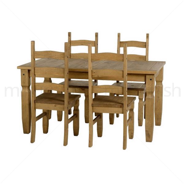 Corona 5ft Dining Table With 4 Chairs, Southwestern Dining Room Furniture Uk