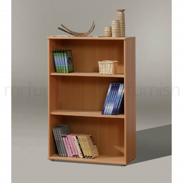 Tempra Short Wide Bookcase In Beech, Short And Wide Wooden Bookcase