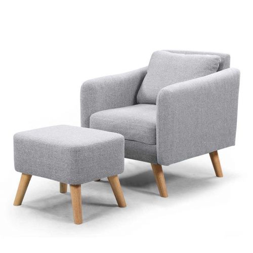 Longdon Lounge Fabric Armchair with Stool