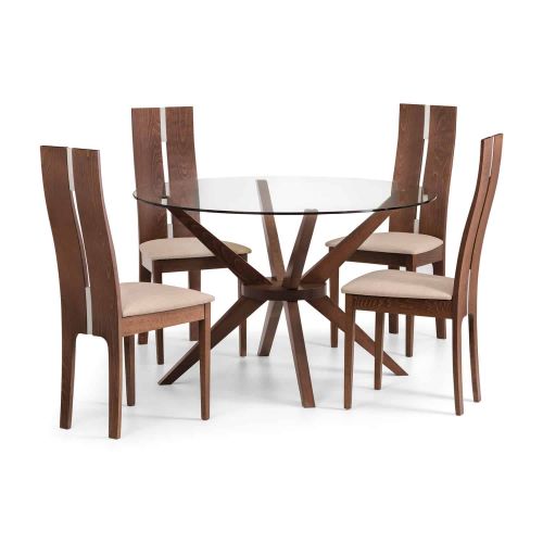Chelsea Glass Dining Set With 4 Cayman Chairs